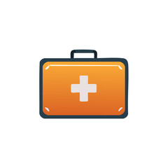 Obraz premium Orange First Aid Kit Illustration with White Cross Symbol for Medical Emergency and Healthcare Safety