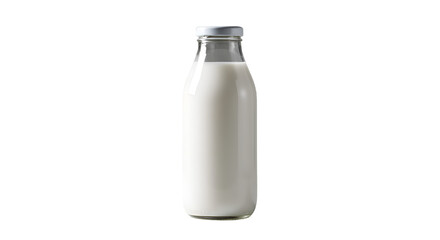 Fresh White Milk in a Clear Glass Bottle on a Minimalist Background