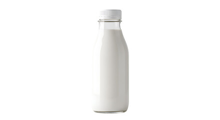 Minimalist Studio Shot of a Clear Glass Bottle Filled with Fresh Milk