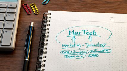 There is a piece of paper with the word MARTECH. It is as an eye-catching image.