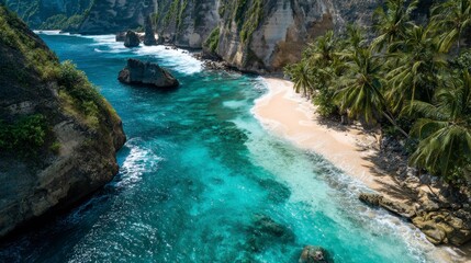 Naklejka premium Tropical beach cove aerial view