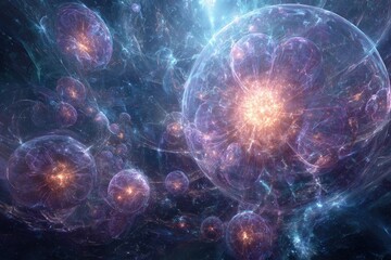 Abstract Glowing Spheres In Space