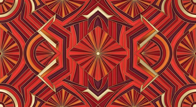 Vibrant Symmetrical Red Geometric Pattern.