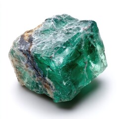 Green crystal rough, faceted cube