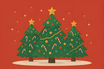 Obraz premium Minimalist decorated Christmas trees with ornaments