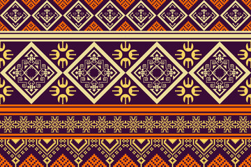 This seamless pattern is inspired by the traditional weaving patterns of hill tribes or ethnic groups in Southeast Asia. It features geometric patterns and is designed for textile printing, wallpaper.