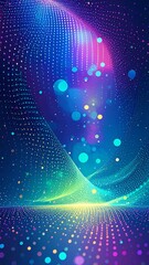Abstract digital art with swirling lines, dots, and glowing circles