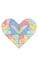 Heart Made of Geometric Shapes on White Background
