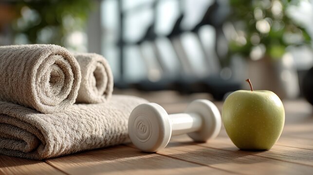 Gym essentials arrangement for a revitalizing workout experience with wellness