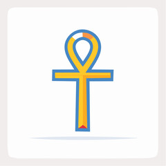 Obraz premium Golden Ankh Symbol On White Background