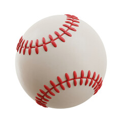 A detailed rendering showcases a baseball, its white contrasted by vibrant red stitching, highlighting the spherical form and textured details, perfect for sports-related visuals.
