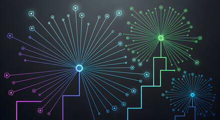 Abstract Network Connecting Nodes with Glowing Lines on Dark Background
