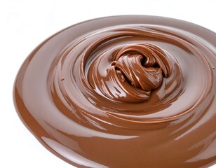 Melted chocolate swirl on white background