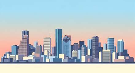 Obraz premium City Skyline Silhouette at Dusk Vector Illustration