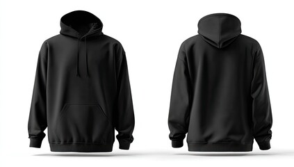 Black hoodie mockup, front and back views (7)