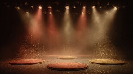 Dramatic Stage Setting with Spotlights and Confetti