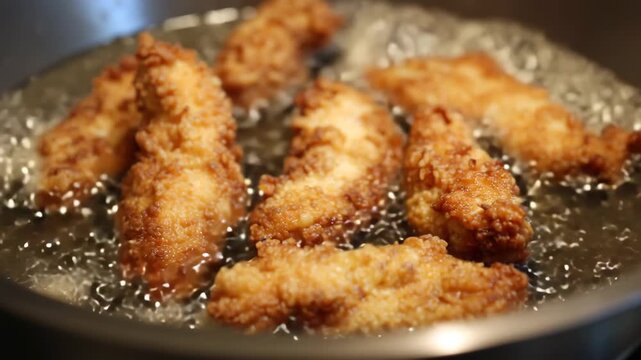 fried chicken finers in oil