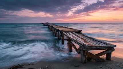 Fototapeta premium Wooden pier at sunset