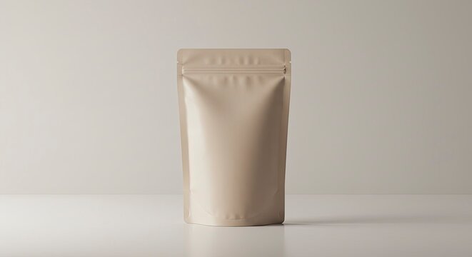 Minimalist Beige Stand-Up Pouch Mockup