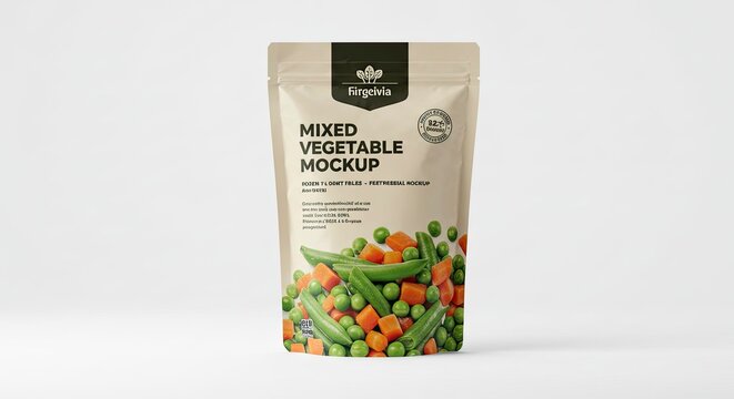 Mixed Vegetable Pouch Mockup for Food Packaging Design