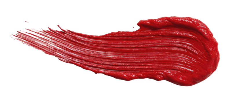 Red paint stroke, textured and streaked