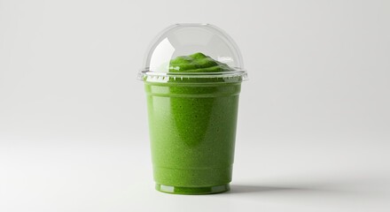 Refreshing Green Smoothie in Clear Plastic Cup