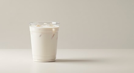 Refreshing Iced Milk Drink in a Clear Glass