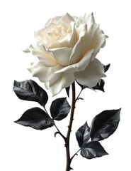 Cream rose with dark leaves