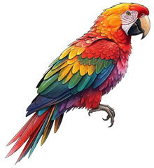 Fototapeta premium Parrot’s Colorful Realm: A vibrant parrot perches gracefully, its plumage a dazzling display of rainbow hues.