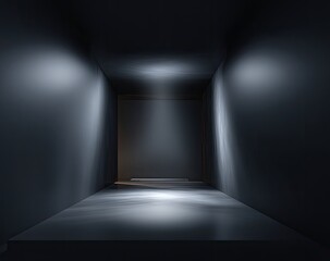 Dark, empty room with focused light