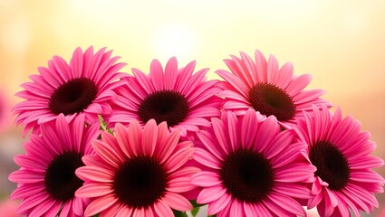 Obraz premium Vibrant pink gerbera daisies with soft bokeh background