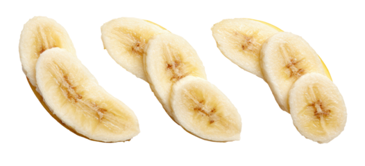 Sliced bananas, three overlapping slices