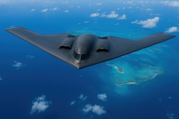 The B-2 Spirit, a low-visibility strategic bomber with advanced technology designed to penetrate air defenses and fly with great precision over the Caribbean.