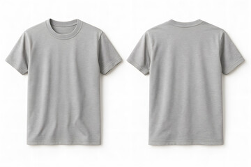 Heather Gray T-Shirt Mockup – Front and Back View on White Background for Apparel Branding