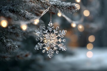 Obraz premium 반짝이는 겨울 눈송이 장식 오너먼트