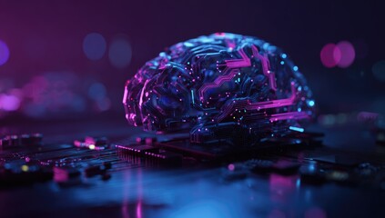 A futuristic brain on a circuit board