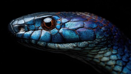 Fototapeta premium Close-up of a vibrant blue snake