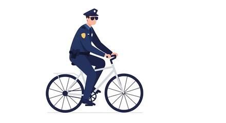 Obraz premium Officer Riding Bicycle Isolated on White Background