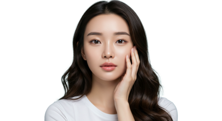 ロングヘアのアジア人女性、切り抜き済、美容系イメージ