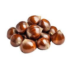 Heap of Fresh Chestnuts with Smooth Brown Shells