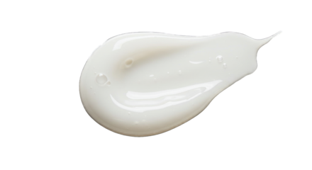 White cream smeared on a surface isolated on a transparent background  