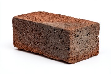 Brown Textured Brick Isolated on White Background for Construction Use