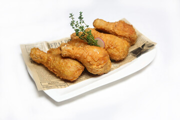 Spicy Korean Fried Chicken Drumsticks with Sauce – Authentic Asian Cuisine, Crispy Street Food and Popular Snack Dish Close-up