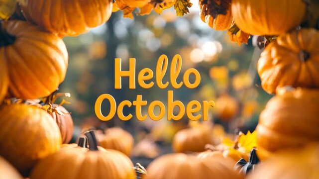 Hello october pumpkins fall image