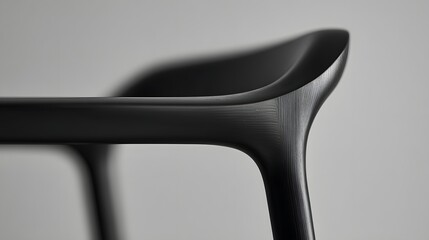 A close-up view of a modern, elegantly sculpted chair leg, showcasing its intricate design and smooth, dark finish.