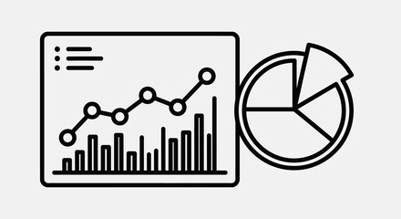 Business data analysis graph and chart isolated on white background