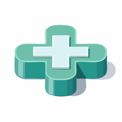 Obraz premium Cartoon Style Relief Plus Sign Symbol Medical Healthcare Design Element