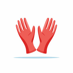 Obraz premium Flat Red Rubber Glove Pair Illustration For Cleaning or Protection