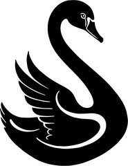 Black Swan Silhouette – Elegant Minimalist Bird Illustration
