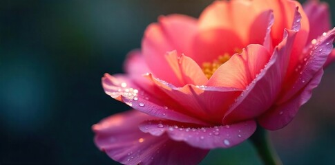 Fototapeta premium Close-up of velvety petals, dew-kissed and glistening, radiating soft light Sensual textures and vibrant colors evoke a feeling of lush intimacy and natural beauty , texture, delicate, full